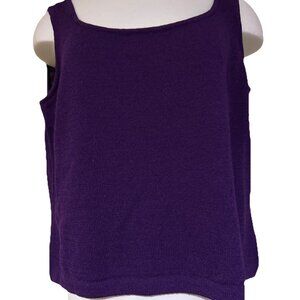 St. John Santana Knit Sleeveless Top Womens LARGE Purple Scoop Neck Tank Top
